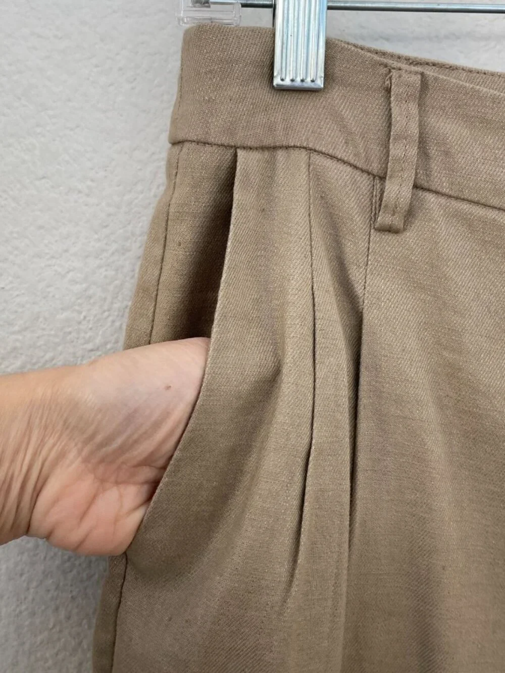 Rails Womens 6 Khaki Wide Leg Pants Marnie Drift Wood Linen Cotton Blend Pleated